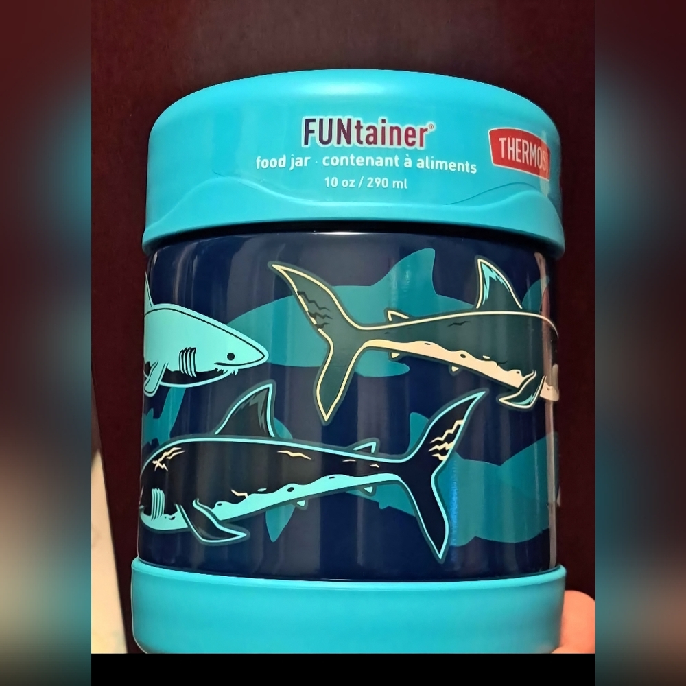 Brand New Thermos FUNtainer Blue Shark Food Jar